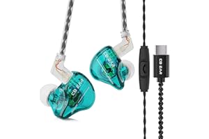 keephifi USB C in Ear Monitor, KBEAR Storm Écouteurs filaires USB C, Pilote Dynamique IEM de 10 mm avec câble détachable pour chanteurs, Musiciens, audiophiles (Vert, USBC avec Micro)