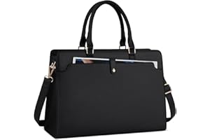NUBILY Handtasche Damen Shopper Damen Groß Laptop Tasche Damen 15.6 Zoll PU Leder Wasserdicht Arbeitstasche Umhängetasche für Business Arbeit Büro Schule Schwarz