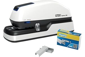 ‎RAPID Rapid Optima 20E Elektrischer Tacker, Set aus Tacker und 1000 x Heftklammern, Kapazität 20 Blatt, mit LED-Anzeige, ideal für Büro und Home Office, 5 Jahre Garantie, Weiß, 2102351