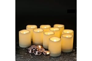 Eldnacele 12 Pack Flameless Waterproof Outdoor Battery Operated Votive Candles with Timer Realistic Bright Flickering Plastic Electric Candle Lights for Garden Lantern Festival Decor, 1.5’’x2’’