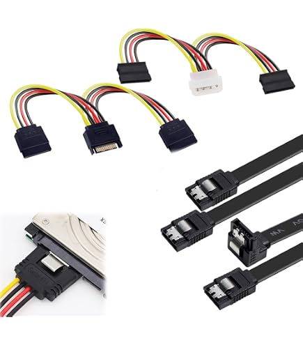Câble Extension Alimentation Et Données SATA 22 Broches - Lot De 3 - 30cm - Mâle Vers Femelle