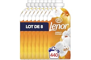 Lenor Adoucissant 440 Lavages (55x8), Parfum Ambre et Orchidée, 24H De Fraîcheur Relaxante, Avec Une Touche D’Huiles Essentielles, Testé Dermatologiquement, Fabriqué En France