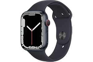 Apple Watch Series 7 (GPS+ Cellular, 45mm) Reloj Inteligente con Caja de Aluminio en Color Medianoche - Correa Deportiva en Color Medianoche - Talla única. Monitor de entreno, Resistencia alagua