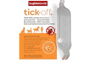tick-off Alicates patentados para garrapatas Humanos | removedor de garrapatas con 2 tamaños de Gancho para garrapatas y Mango ergonómico | Doble Cara para Perros, Gatos y Caballos, Blanco