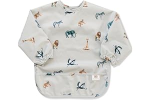 Bubba Bear® Baby Led Kleinkind Lange Ärmel Entwöhnung Cape Lätzchen-Set | Ärmelloses wasserdichte Overall-Lätzchen zum Füttern von Babys & Fangen von Lebensmitteln…