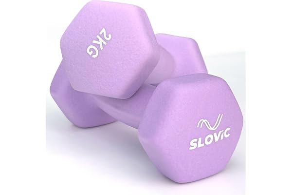 Slovic Dumbbell Set 2 Kg Each Neoprene Dumbbells Set for Home Gym Gym Dumbbells Set for Home Workout Gym Equipment for Home Workout Anti-Skied Iron Dumbell Dumbbells for Women Purple