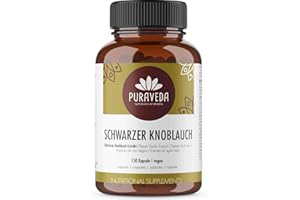 Black Garlic Extract High Dose 150 Capsules - 10:1 Ratio - Odourless - 3% Polyphenols - Allium Sativum L - Vegan - Bottled and Controlled in Germany Puraveda