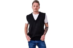 Bay eCom UK Men’s Plain Knitted v Neck Classic Sleeveless Cardigans Tops Tank Jumpers Size S to 5XL