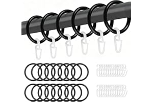 BCENG 100 Stück Vorhangringe und Kunststoff Gardinenhaken Kunststoff Gardinenringe Gardinen Ringe für 28 mm Innendurchmesser Duschvorhangringe Schwarz für Fenster Duschvorhänge Schienen