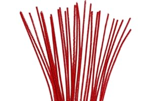 INNSPIRO Limpiapipas chenilla rojo 4mm.x30cm. 50u., ideal para manualidades con niños, decoraciones y actividades creativas