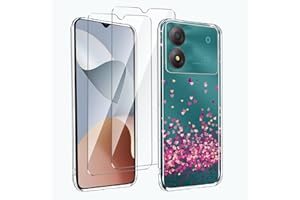 LYZXMY Hülle für ZTE Blade A34(6.6") Transparent Handyhülle + 2 Stück Gehärtetes Glas Schutzfolie, Case Weich Silikon TPU Schutzhülle Cover -WM85
