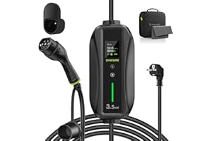 SYNCWIRE EV Caricatore Tipo 2 Cavo di Ricarica 5,5m, 6/8/10/13/16A Caricatore di Corrente Elettrica Regolabile con Display LCD, Box Caricatore Impermeabile IP65, Supporto Cavo, Sacca di Stoccaggio