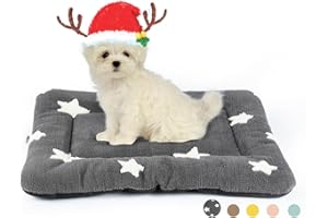 MORA PETS Medium Dog Crate Bed Mattress 60 x 45cm Washable Dog Bed Mat Soft Pet Bedding for 24 inch Cage Flat Puppy Bed Cushion with Star Pattern Grey