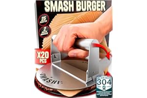 SMASHI BURGER SMASHI® Presse Smash Burger Pliable INOX 304 – Presse à Hamburger Compacte – Kit Smash Burger pour Cuisine & Barbecue