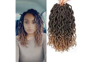 ALILEADER 6 Packs Faux Locs Crochet Hair 12 Inch, Wavy Crochet Faux Locs, Short Nu Locs Crochet Hair, Crochet Dreadlocks Goddess Locs Crochet Hair (20 Roots/Pack) #T1B/27