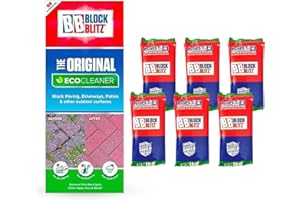 Block Blitz Block Paving Eco Cleaner. Removes and Prevents Algae, Moss, and Black Spot. Deters Weed Growth for up to 6 Months. 6 x Pouches. Treats 30 sq/m.