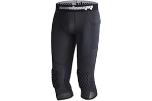 COOLOMG Pantalon de basket-ball avec genouillères pour enfants 3/4 Collants de compression Legging rembourré Capri réutilisable