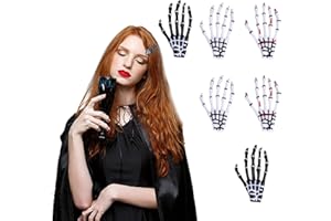 PEJLND Skeleton Hand Claw Bone Hair Clips - 6Pcs Halloween Alligator Hair Clips Punk Rock Hairpins Gothic Zombie Duck Billed Hair Barrettes Halloween Hair Accessories for Women Girls Gifts