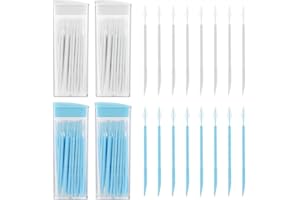 WY LIGHTING LEVEL 200 sztuk plastikowych podwójnych głowic, nić dentystyczna, szczoteczka do zębów do szczoteczki, pałeczki do zębów, przenośne wykałaczki do pielęgnacji jamy ustnej (białe, niebieskie)