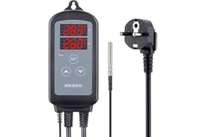 Inkbird ITC-2T termostat, cyfrowy regulator temperatury z dwoma gniazdami grzewczymi, timer cyklu dziennego, funkcja alarmu, do terrarium, szklarni, gadów
