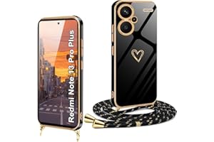 XCYYOO Handykette Redmi Note 13 Pro Plus Hülle mit Band mit Herz Love Design,Handyhülle mit Kette Galvanisierte Kratzfest Schutzhülle Silikon Slim Bumper Stoßfest Dünn Hülle mit Kordel