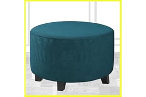 ACDLER Funda Otomana De Elástica Tejido Jacquard, Redonda Funda De Reposapiés De Sofá, Funda para Taburete Extraíble Lavable Protector De Puff con Parte Inferior Elástica (Color : A5, Size : 50-58CM)