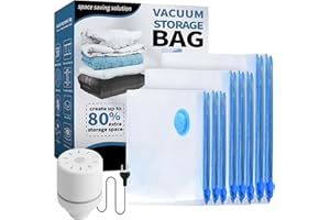 KEVIAN Bolsa Vacio Ropa Con Bomba Eléctrica, 8 Bolsas Para Guardar Ropa (2 Jumbo, 3 Grandes, 3 Medianas), Bolsas de Almacenaje al Vacío, Viaje y Hogar, Resistente y Reutilizable