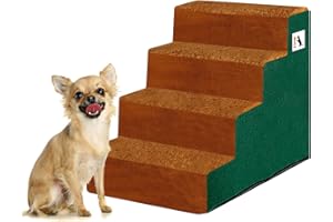 NAMSAN Schody dla psa, dla kota, 4 stopnie, łatwy montaż, schodki dla zwierząt domowych, z możliwością prania, pluszowa, na sofę/łóżko, 53 x 39 x 40 cm