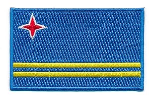 HEGIBAER 40 x 25 mm Aruba Oranjestad ABC Islands Flag Sew-On / Iron-On Patch 1006 A