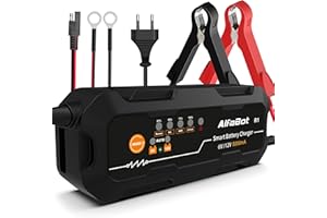 AlfaBot R1 Carica Batteria per Auto Intelligente 5A, Mantenitore Batteria Moto con Protezioni Multiple e Riparazioni la Batterie da 12V e 6V