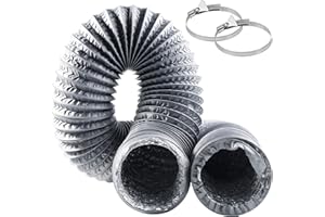 ZIGefofo 100mm 6 m Condotti Tubo di Ventilazione Flessibile in Alluminio PVC con 2 Fascette Stringitubo in Acciaio per Aria Condizionata, Asciugatrice, Cappa Aspirante, Ventilatore di Scarico