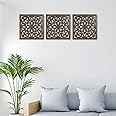 SPACE WOOD Wall Hanging Panel | Decorative Frame for Living Room | MDF Wooden Decor for Home, 12x12 Inches, Brown (Pack of 3)