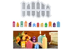 DTXYBC Stampi Candela in Silicone per Natale, 12 Stampi in Silicone a Forma di Casetta, Stampo in Silicones per Colata Case, 3D Stampi per Candele Natale, per Realizzare Candele, Saponi, Aromaterapia (A)