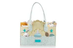 fuxunamz Organizador Pañales, Cesta Cambiador Bebe, Organizador pañales bebe Portatil, Cesta Bebe para Pañales con Compartimentos y Asa, Ideal para Organizar y Guardar Artículos para Bebés