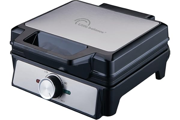 LITTLE BALANCE 8816 Power Gaufres 1600, Gaufrier électrique, Plaques anti adhésives, Sans PFAS, Véritable gaufre liégeoise, épaisse, moelleuse et croustillante, Poignée froide, 1600 W, Noir