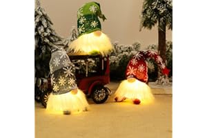 Bseical Zestaw 3 świątecznych krasnali, pluszowe szwedzkie skrzaty, świąteczne krasnale z podświetleniem, gnomy w długich szaro-różowych swetrach, dekoracje świąteczne (bardzo krótkie nogi)