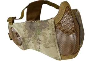 Koyheng Taktische Half Face Mesh-Maske mit Ohr-Abdeckung Airsoft schützende untere Schutz für CS Paintball BBS Shooting