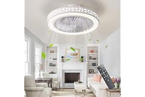 IZOWE Ventilador de Techo con Luz, 48CM Moderno Ventilador Techo Sin Aspas 3 Velocidade, Led Tiempo Regulable Ventiladores de Techo Silencioso Lampara Ventilador Techo Dormitorio