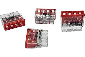 30 sztuk WAGO 2273-204 COMPACT zacisk przyłączeniowy Ø 0,5-2,5 mm², 4-biegunowy, przezroczysty/czerwony