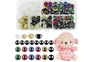 HAVACUE ㅤ HavaCue 156 Pièces 8-12mm Yeux de Securite Amigurumi, Multicolore avec Nez de Sécurité Yeux Amigurumi, avec Rondelle Yeux de Sécurité Amigurumi, Crochet Animal en Peluche Poupée Plastique Yeux