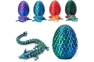 HANAIETTE Dragons in Eggs - 3D Printed Articulated Crystal Dragon Eggs, Easter Egg Hunt Dash Toys - Home Office Decor and Desk Toys for Kids and Adults! (Laser Green)