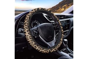 POLERO Women Inner Automotive Decor Universal Leopard Print Car Steering Wheel Cover Breathable Non Slip Car Fabric Cover