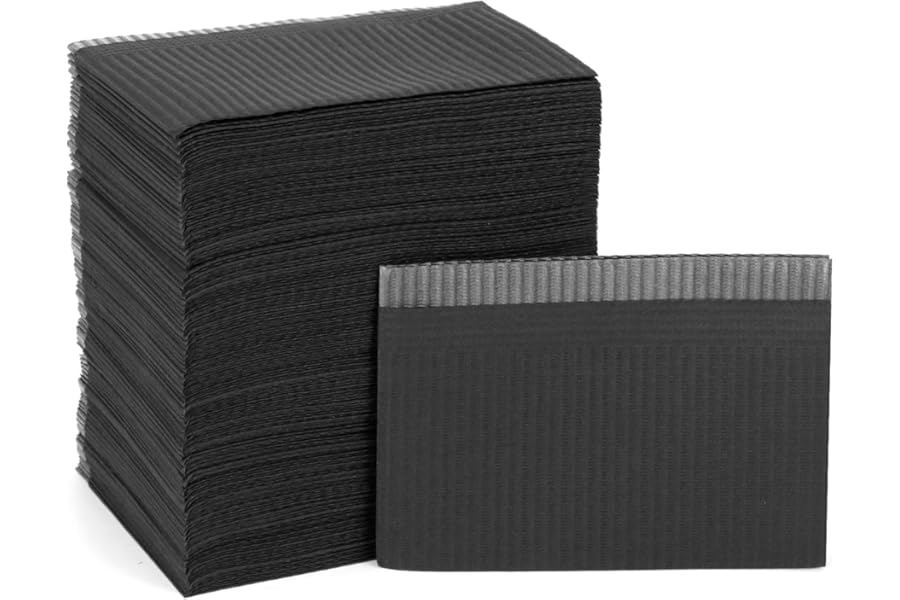 QWORK® 125PCS Disposable Bibs 3-Layer Waterproof Tattoo Bibs - 13''x18'' - Black