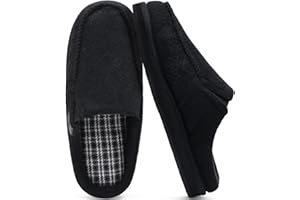 ONCAI Mens Clog Slippers with Arch Support Stripe Faux Fur Cotton-Blend High-Density Memory Foam Warm House Slippers Slip-on Indoor Outdoor Rubber Sole Size 6-15