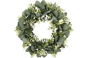 HILAI Künstliche Türkranz Deko, 30 cm Türkränze, Eukalyptus Künstliche Kranz, Pflanzenkranz Eukalyptus Blatt Kunststoff Pflanze Girlande für Heimtür Büro Wand Hochzeit Dekor für Frühling und Sommer