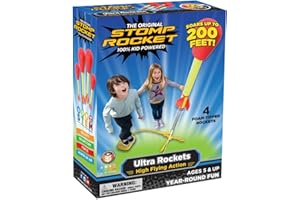 Stomp Rocket The Original Ultra High Fly Action - 4 Rockets Super Wings - Zabawki na swiezym powietrzu, Gry ogrodowe dla dziewczynek i chlopców - Zabawki STEM