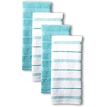 KitchenAid Onion Quilt Towel & Mitt Set + Albany Dishcloth 8-Pack - Milkshake/White 12x12 Kitchen Linens