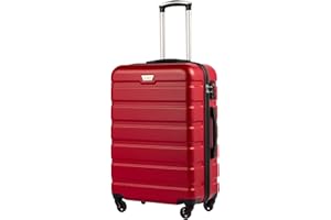 COOLIFE Hartschalen-Koffer Trolley Rollkoffer Reisekoffer ardschale Boardcase Handgepäck mit TSA-Schloss und 4 Rollen (Spinell rot, Handgepäck)