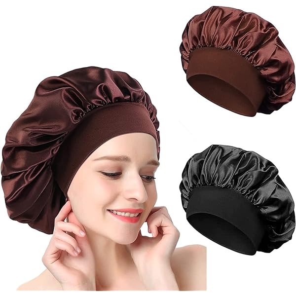 3Pcs Bonnet Soie Cheveux Nuit En Satin Femme Élastique Protection, Protection Ch