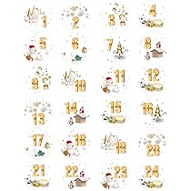 Autocollants Chiffres Dorés 1 à 24 - 3 Feuilles Pailletées - Pour Calendrier De L'Avent, Déco De Noël, Scrapbooking
